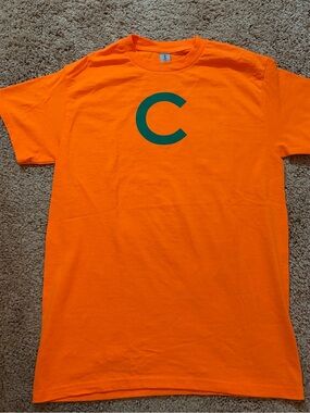 Gildan Orange Short-Sleeve Tee with Green 'C' Graphic